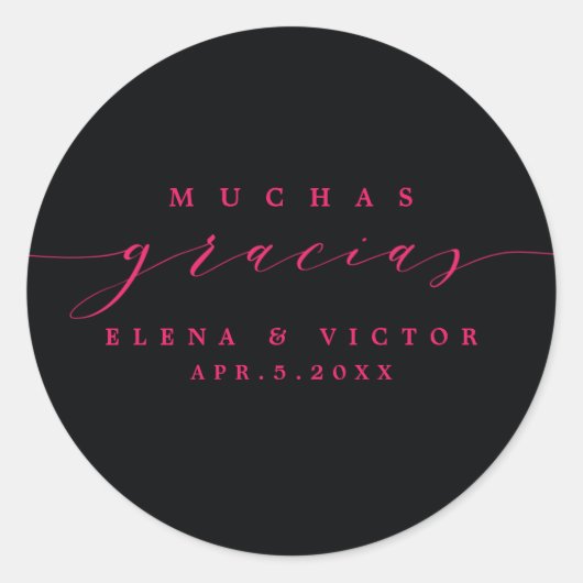 ELEGANT SCRIPT MUCHAS GRACIAS | DANK IHNEN STICKER (Vorderseite)