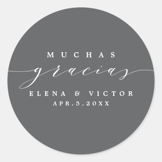 ELEGANT SCRIPT MUCHAS GRACIAS | DANK IHNEN STICKER (Vorderseite)