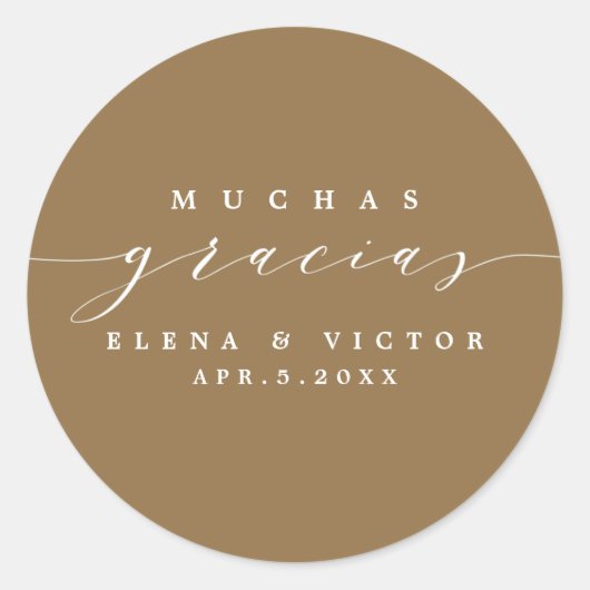 ELEGANT SCRIPT MUCHAS GRACIAS | DANK IHNEN STICKER (Vorderseite)