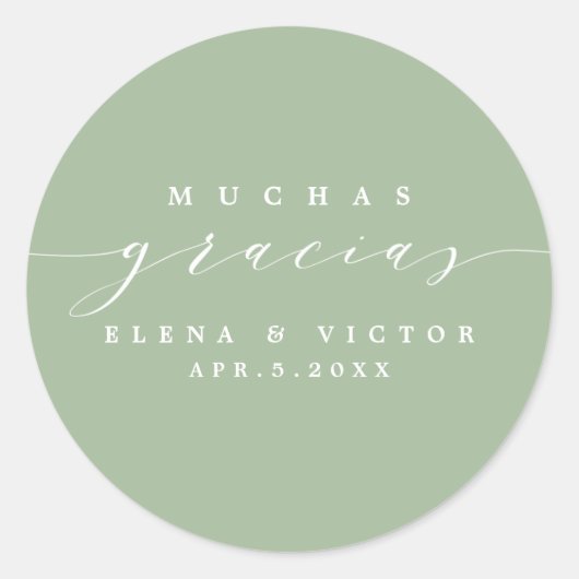 ELEGANT SCRIPT MUCHAS GRACIAS | DANK IHNEN STICKER (Vorderseite)