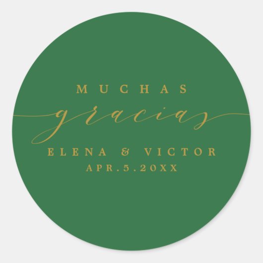 ELEGANT SCRIPT MUCHAS GRACIAS | DANK IHNEN STICKER (Vorderseite)
