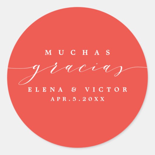 ELEGANT SCRIPT MUCHAS GRACIAS | DANK IHNEN STICKER (Vorderseite)