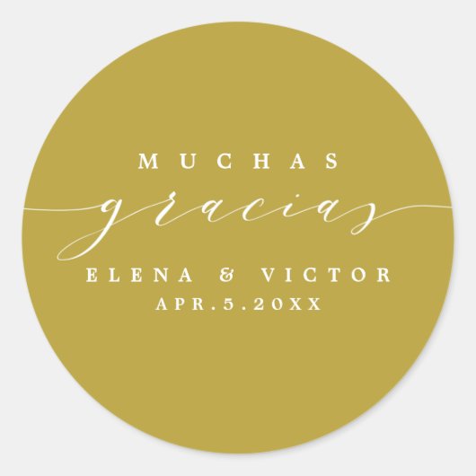 ELEGANT SCRIPT MUCHAS GRACIAS | DANK IHNEN STICKER (Vorderseite)