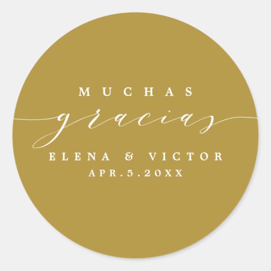 ELEGANT SCRIPT MUCHAS GRACIAS | DANK IHNEN STICKER (Vorderseite)