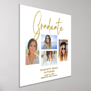 Elegant Script Multi Photo Graduation Graduate Foliendrucke