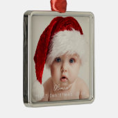 Elegant Script My 1st Christmas Baby's Photo Ornament Aus Metall