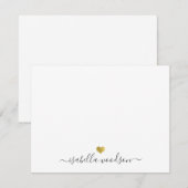Elegant Script Name Faux Gold Foil Heart  Mitteilungskarte (Vorne/Hinten)