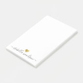 Elegant Script Name Faux Gold Foil Heart  Post-it Klebezettel (angewinkelt)