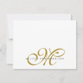 Elegant Script Name Gold Monogram  Mitteilungskarte (Vorderseite)