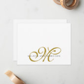 Elegant Script Name Gold Monogram  Mitteilungskarte (Vorderseite/Rückseite Beispiel)
