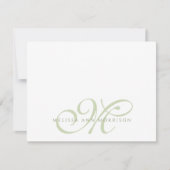 Elegant Script Name Green Monogram Flat Note Card Mitteilungskarte (Vorderseite)