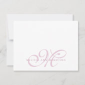 Elegant Script Name Pink Monogram Flat Note Card Mitteilungskarte (Vorderseite)