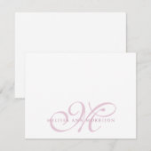 Elegant Script Name Pink Monogram Flat Note Card Mitteilungskarte (Vorne/Hinten)