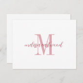 Elegant Script Name Rose Monogram Flat Note Card Mitteilungskarte (Vorne/Hinten)