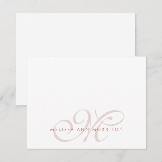Elegant Script Name Terracotta Monogram Mitteilungskarte (Vorne/Hinten)