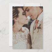 Elegant Script Navy Blue Floral Photo Wedding Save The Date (Rückseite)