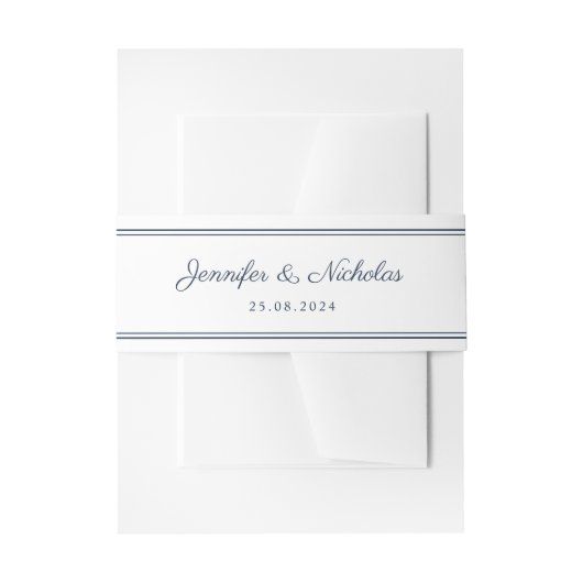 Elegant Script Navy Blue Wedding Einladungsbanderole (Vorderseite Beispiel)