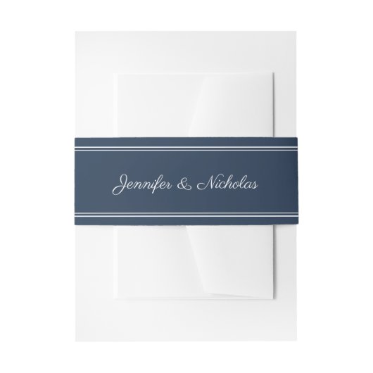 Elegant Script Navy Bue Wedding Einladungsbanderole (Vorderseite Beispiel)