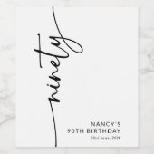 Elegant Script Neunzig 90. Geburtstag Weinetikett (Einzelnes Label)