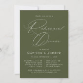 Elegant Script Olive Green Photo Rehearsal Dinner Einladung (Vorderseite)
