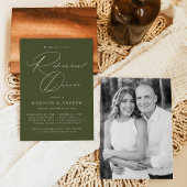 Elegant Script Olive Green Photo Rehearsal Dinner Einladung