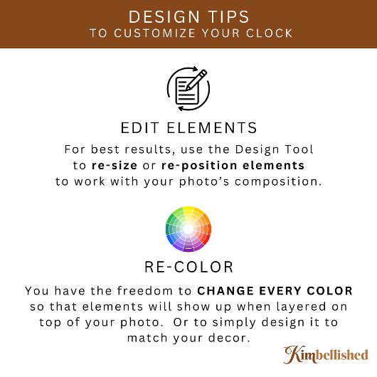 Elegant Script Overlay Family Photo Quadratische Wanduhr