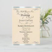 Elegant Script - Pfirsichperle/Silberne Hochzeit Programm (Stehend Vorderseite)