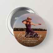 Elegant Script Photo Celebrating the Life of  Button (Vorne & Hinten)