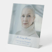 Elegant Script Photo Funeral Table Sign Sockelschild (Vorderseite)