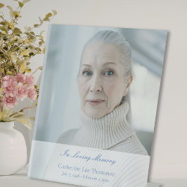 Elegant Script Photo Funeral Table Sign Sockelschild