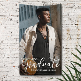 Elegant Script Photo Graduation Party Banner