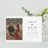 Elegant Script Photo QR Code Wedding Save The Date (Stehend Vorderseite)