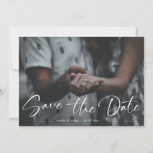 Elegant Script Photo Wedding Save The Date (Vorderseite)