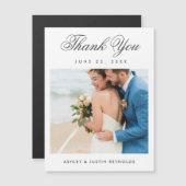 Elegant Script Photo Wedding Thank You Magnet (Vorne/Hinten)