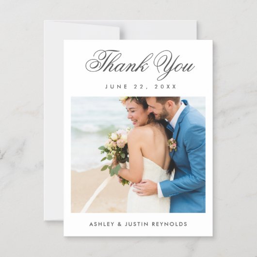 Elegant Script Photo Wedding Thank You Magnet (Vorderseite)