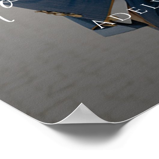 Elegant script photo wedding welcome poster (Ecke)