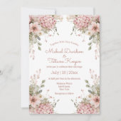 elegant script pink floral garden modern wedding einladung (Vorderseite)