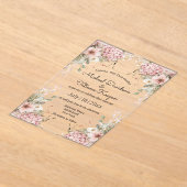 elegant script pink floral minimal chic wedding acryleinladungen (Ablage )