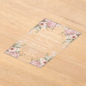 elegant script pink floral minimal wedding acryleinladungen (Ablage )