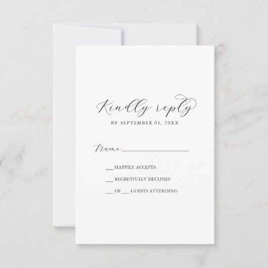 Elegant Script Printable or Printed RSVP Card Einladung (Vorderseite)