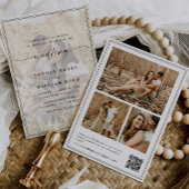 Elegant Script QR Code Photo Wedding Einladung