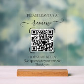 Elegant Script QR Code Review Request Sign Acrylschild (Neutral)