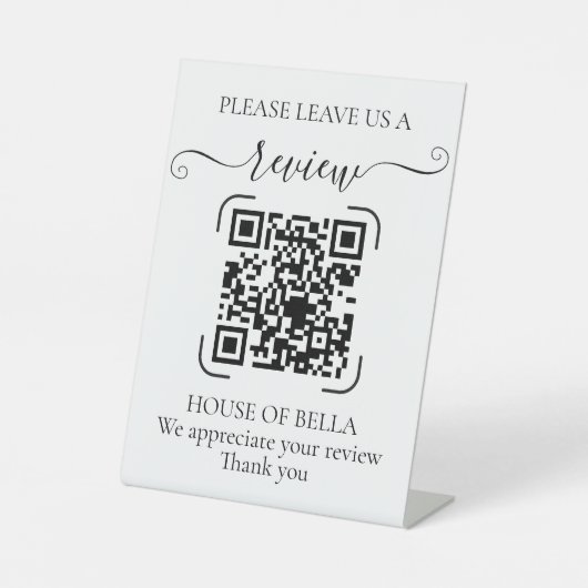 Elegant Script QR Code Review  Sockelschild (Vorderseite)