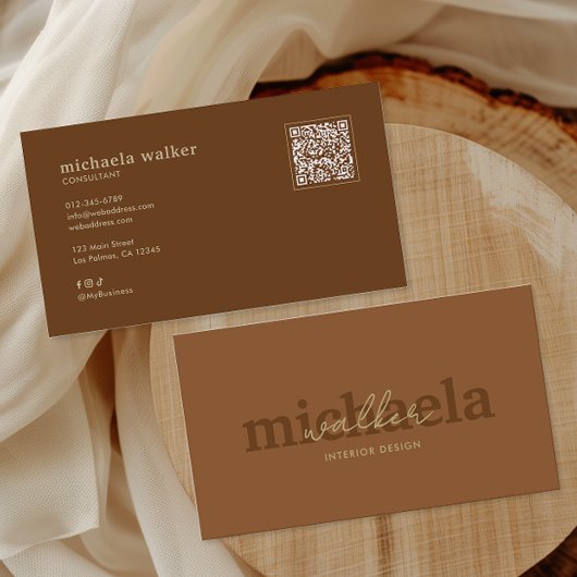 Elegant Script QR Code & Social Media Visitenkarte