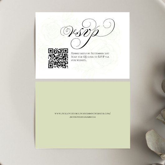 Elegant Script QR Code Wedding RSVP Response Karte