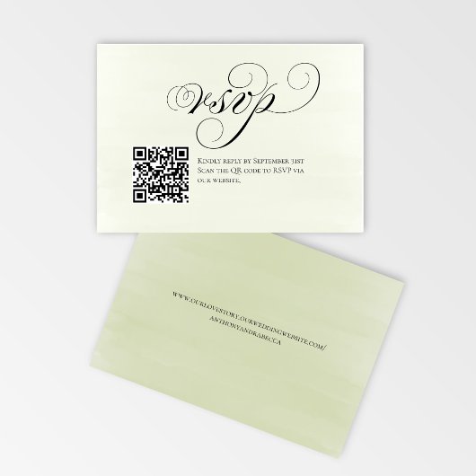 Elegant Script QR Code Wedding RSVP Response Karte