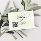 Elegant Script QR Code Wedding RSVP Response Karte