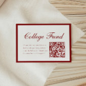 Elegant Script Red College Fund QR Code Graduation Begleitkarte
