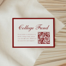 Elegant Script Red College Fund QR Code Graduation Begleitkarte