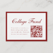 Elegant Script Red College Fund QR Code Graduation Begleitkarte (Vorderseite)